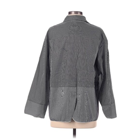 Piazza Sempione Striped Button-Down Shirt Black & White Cotton Size 40 US 10 - Picture 2 of 7